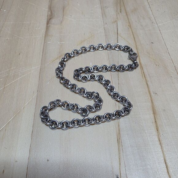 Sterling Silver 925 Rolo Link Chain 14 Inches Long Weighs 24 Grams Lobster Clasp - Picture 1 of 5
